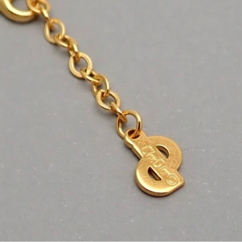 💯 Authentic Vintage Christian Dior necklace chain logo oval gray CD - Picture 3 of 4